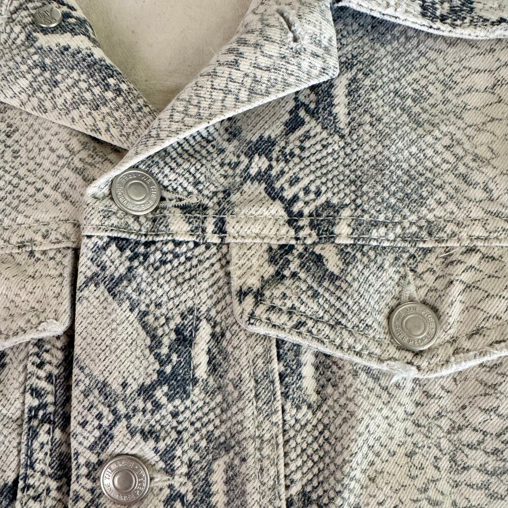 Free People Jacket Python Snake Denim Trucker Fes… - image 3